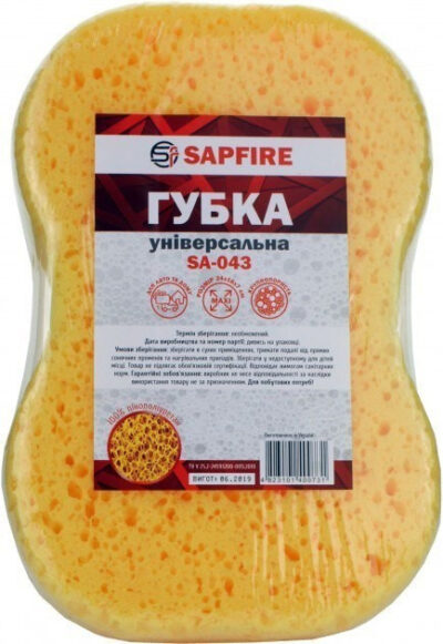 Губка универсальная Sapfire крупнопористая 240 х 160 х 70 мм (400731)